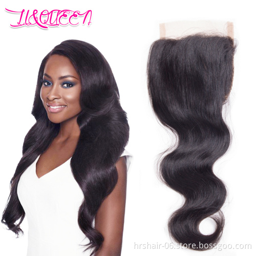 Wholesale Brazilian Remy hair  4*4 swiss lace closure virgin hair human hair ,150 density body wave lace closure